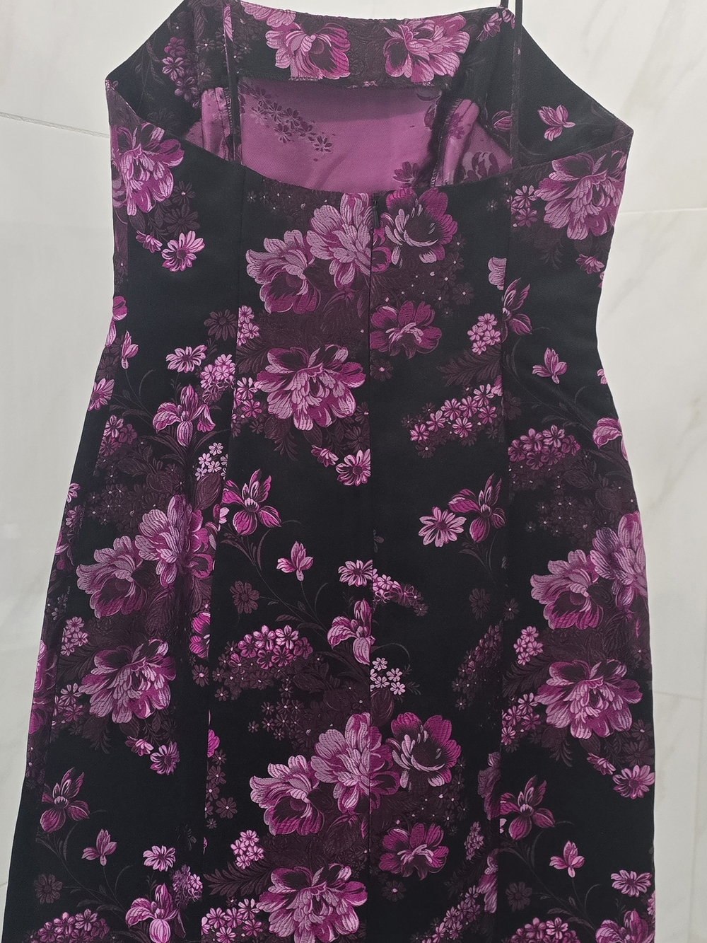 Warehouse London,UK Vintage Black Floral Neon-glow Mini Dress Spaghetti Straps.6 - Picture 4 of 5
